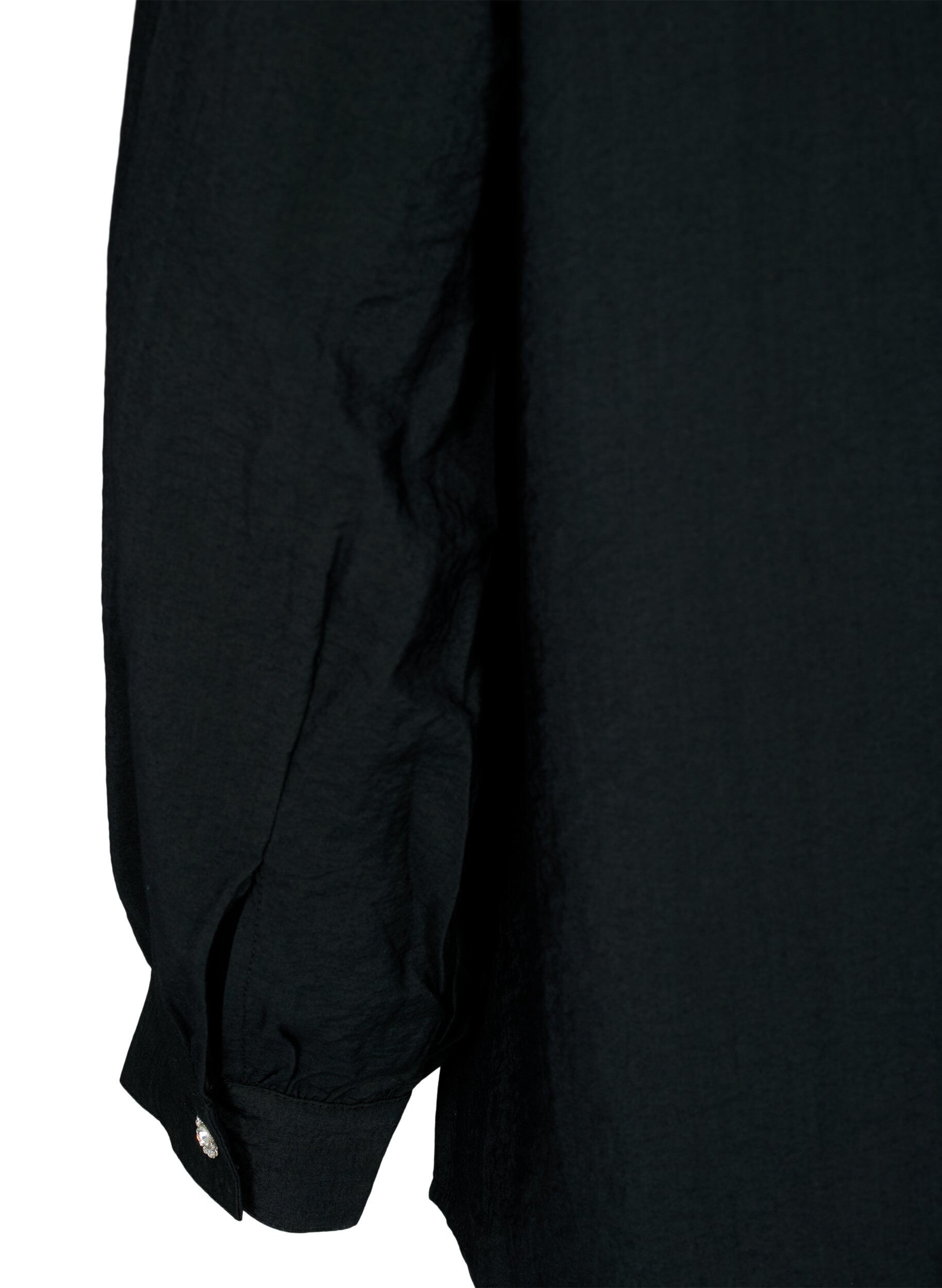 Zizzi Viscose overhemdblouse met ruches, Black, Packshot image number 3