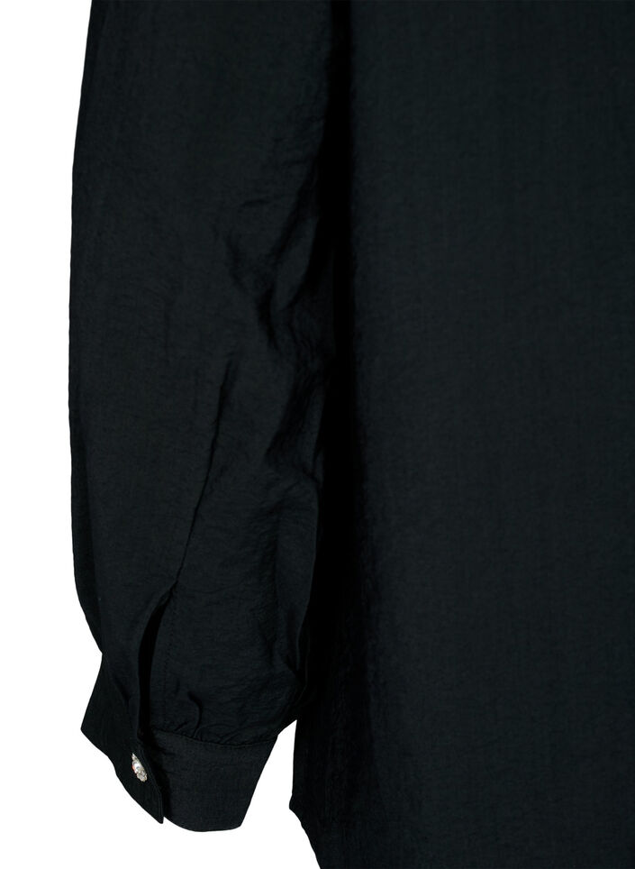 Viscose overhemdblouse met ruches, Black, Packshot image number 3