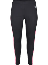 Ski legging met contrasterende streep, Black w. Sea Pink