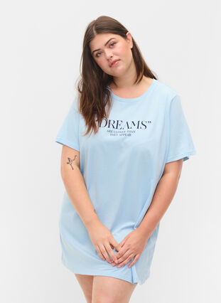 Oversized slaap t-shirt van biologisch katoen, Cashmere Blue DREAMS, Model image number 0