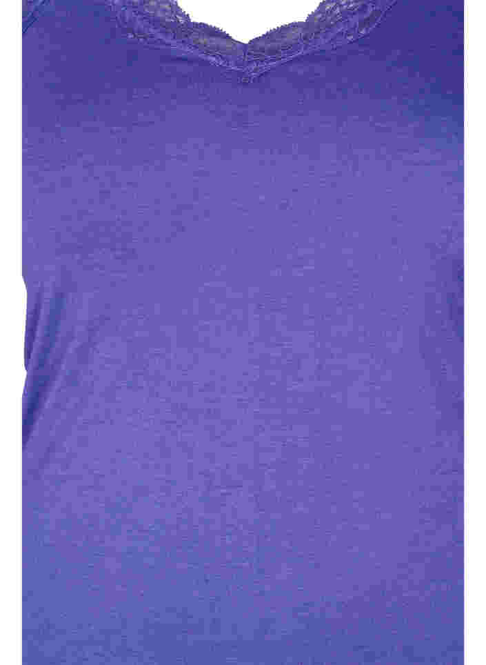 2-pack topjes met kant, Black/Purple Coral, Packshot image number 3