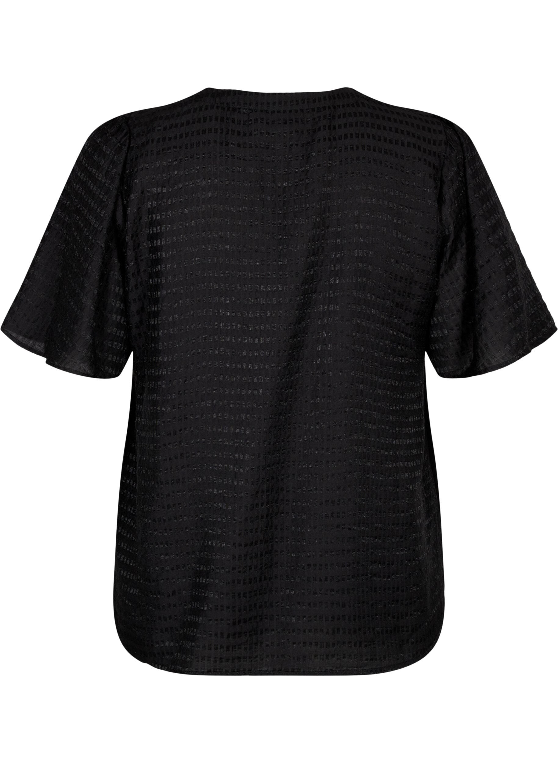 Zizzi Lyocell overhemdblouse met textuur, Black, Packshot image number 1