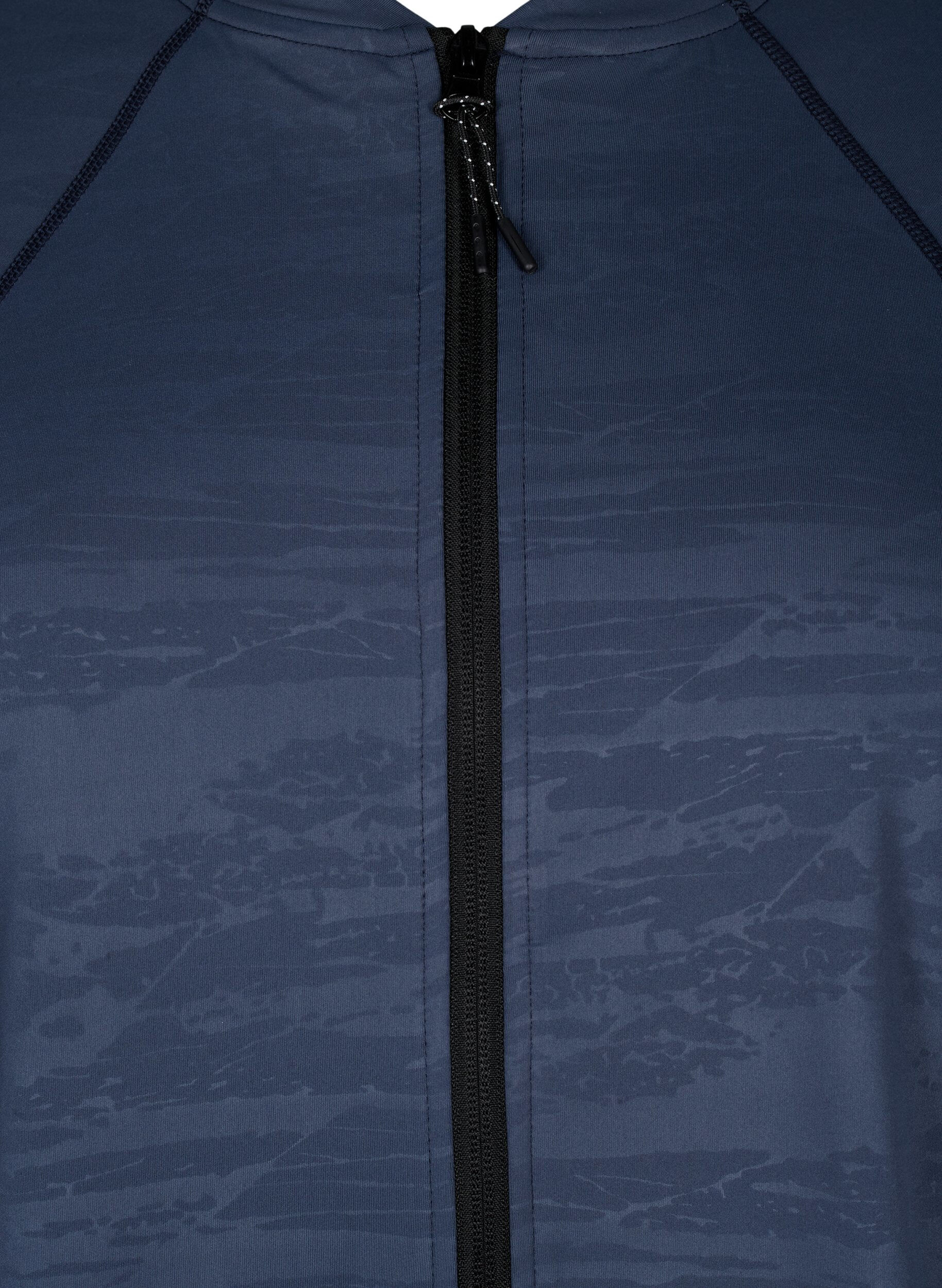 Zizzi Trainingsblouse met rits, Mood Indigo, Packshot image number 2