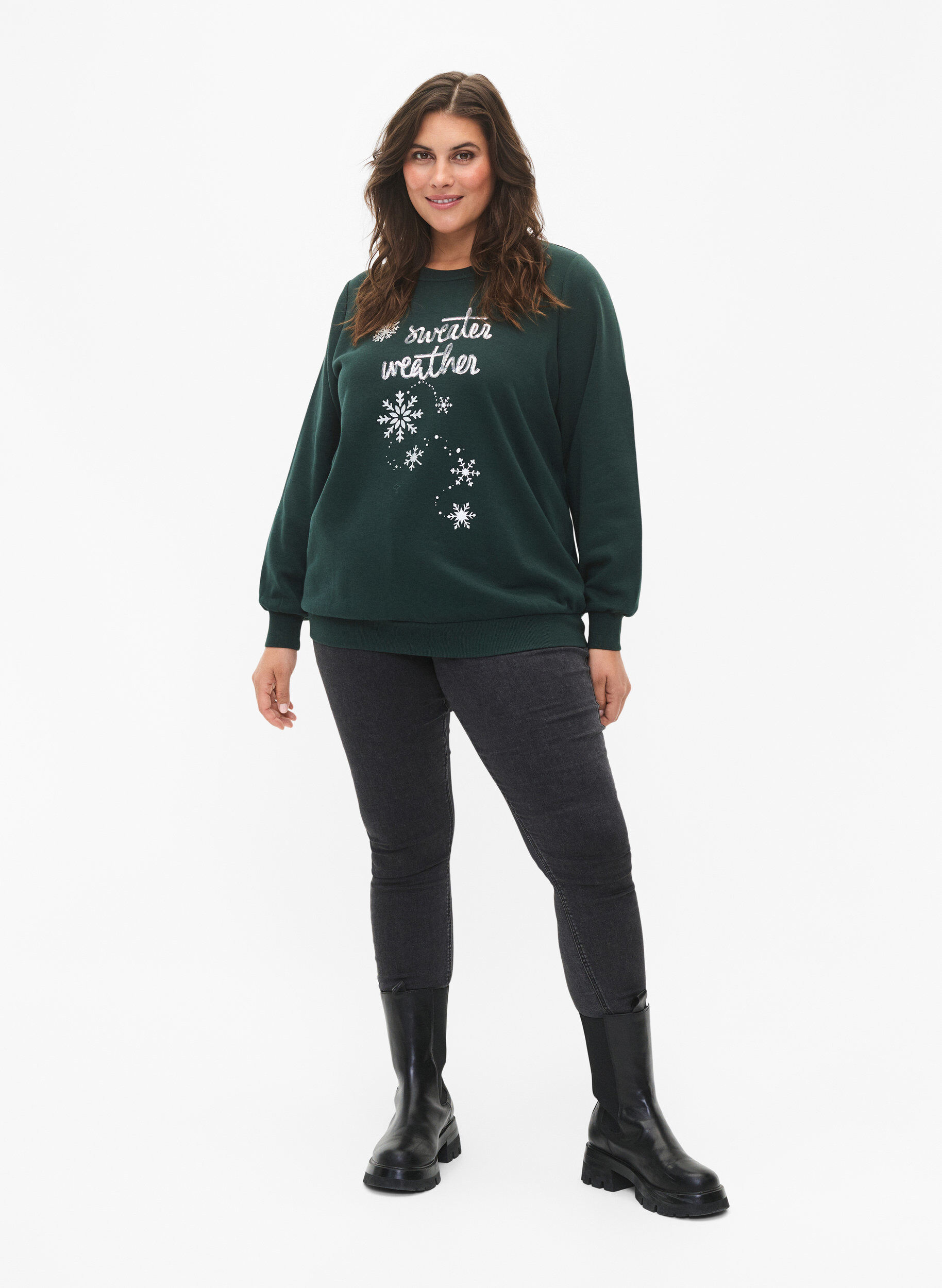 Zizzi Kerst sweatshirt, Scarab SWEATER, Model image number 2
