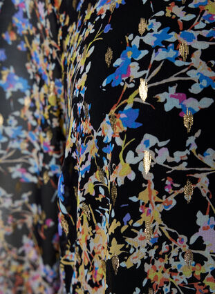 Tuniek met bloemenprint en lurex, Black/Vibrant Flower, Packshot image number 3