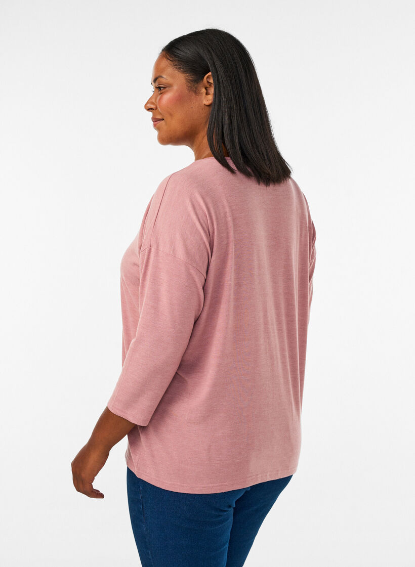 Jersey blouse met 3/4 mouwen, Rood, Model image number 2