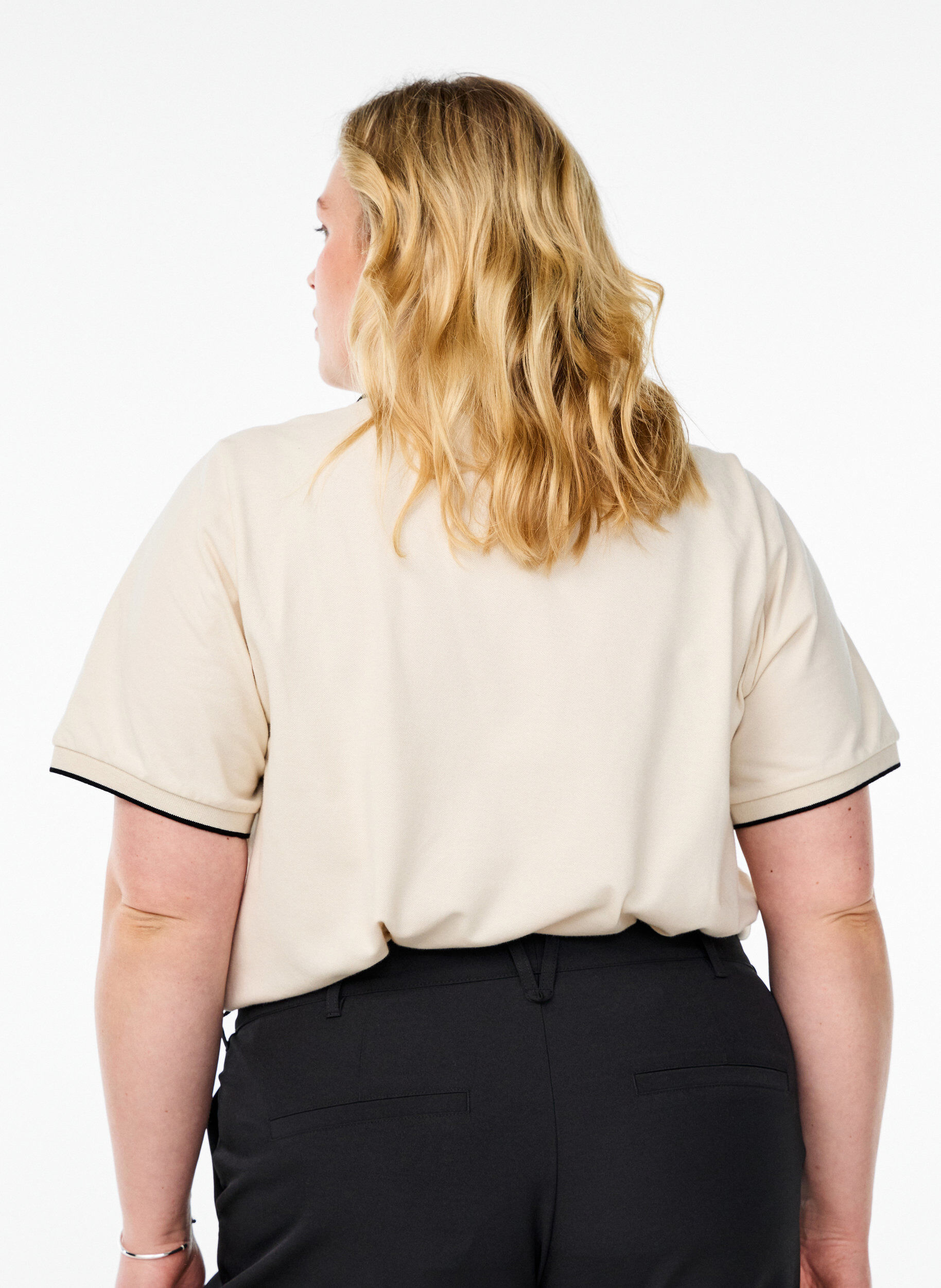 Zizzi Poloshirt met korte mouwen, Beige, Model image number 2