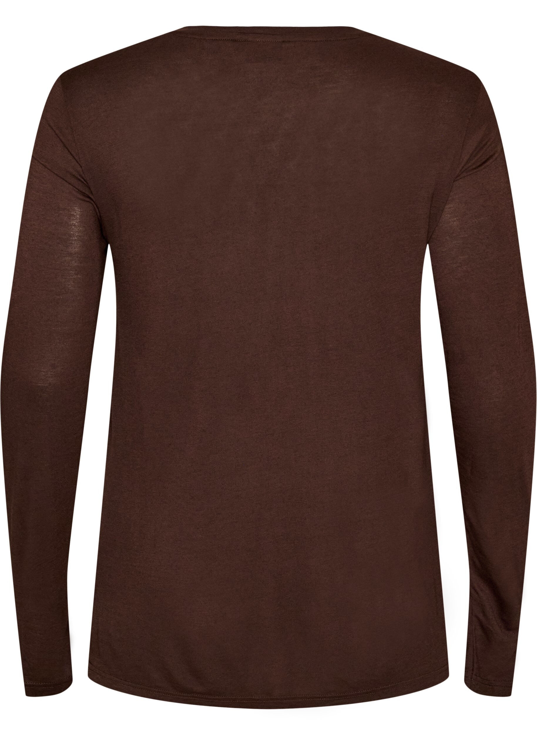 ZizziBlouse met lange mouwen van wol en viscose, Bruin, Packshot image number 1