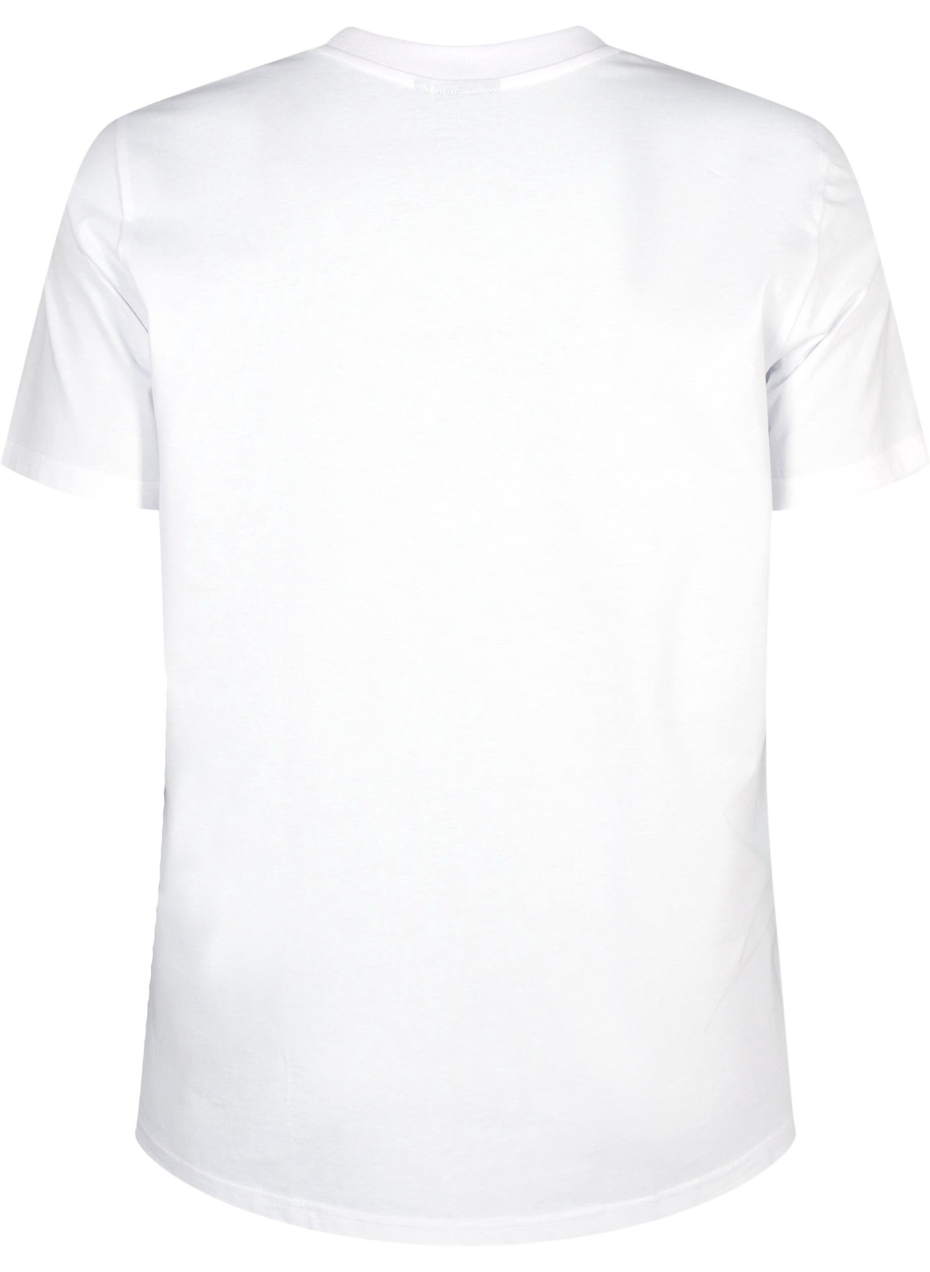 Zizzi Basic katoenen T-shirt met ronde hals, Wit, Packshot image number 1