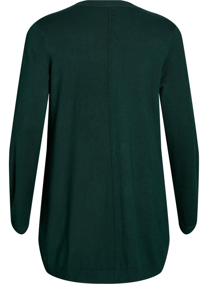 Lang gebreid vest van een viscose mix, Groen, Packshot image number 1