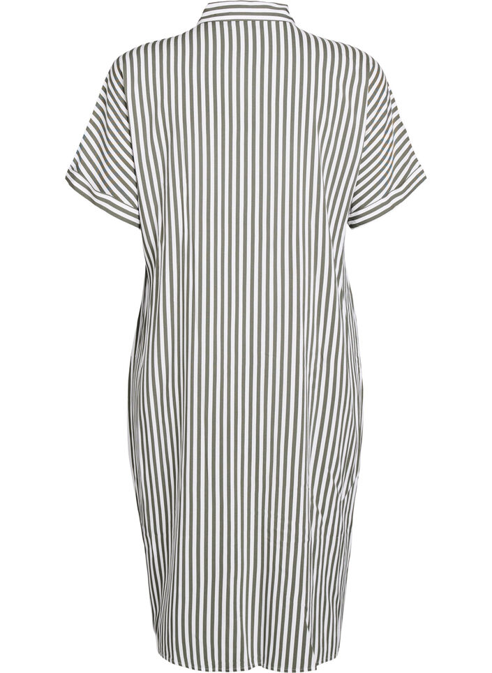 FLASH - Lange overhemdjurk met korte mouwen, Groen, Packshot image number 1