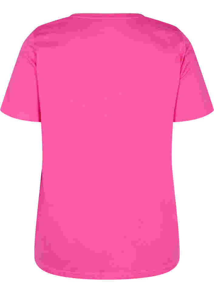 Katoenen t-shirt met korte mouwen en print, Magenta Beautiful, Packshot image number 1