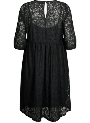 Kanten jurk met driekwartmouwen, Black, Packshot image number 1