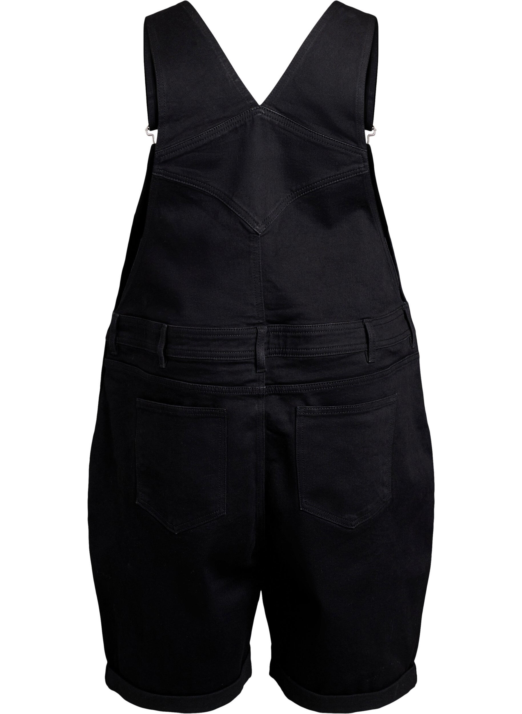 Zizzi Denim overalls korte broek, Zwart, Packshot image number 1