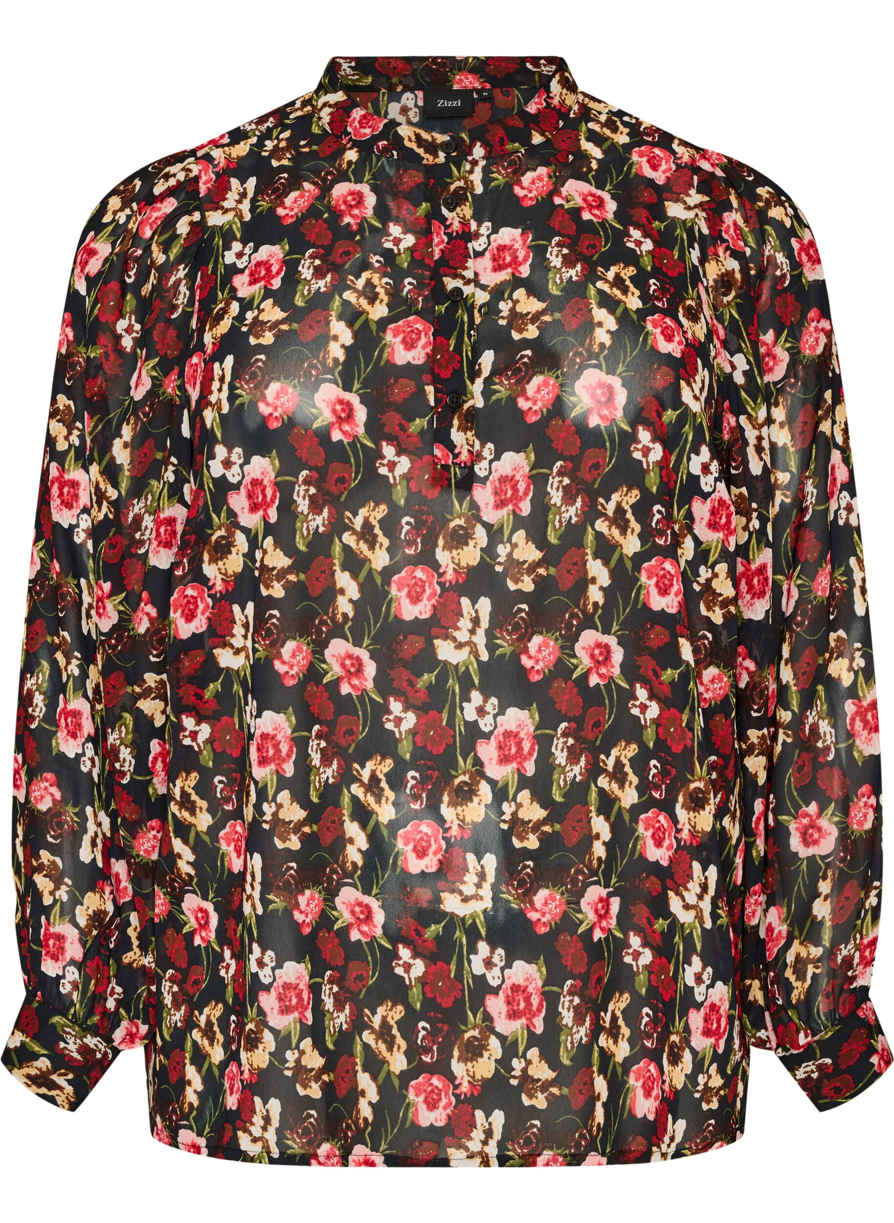 Blouse met all-overprint en korte knoopsluiting
