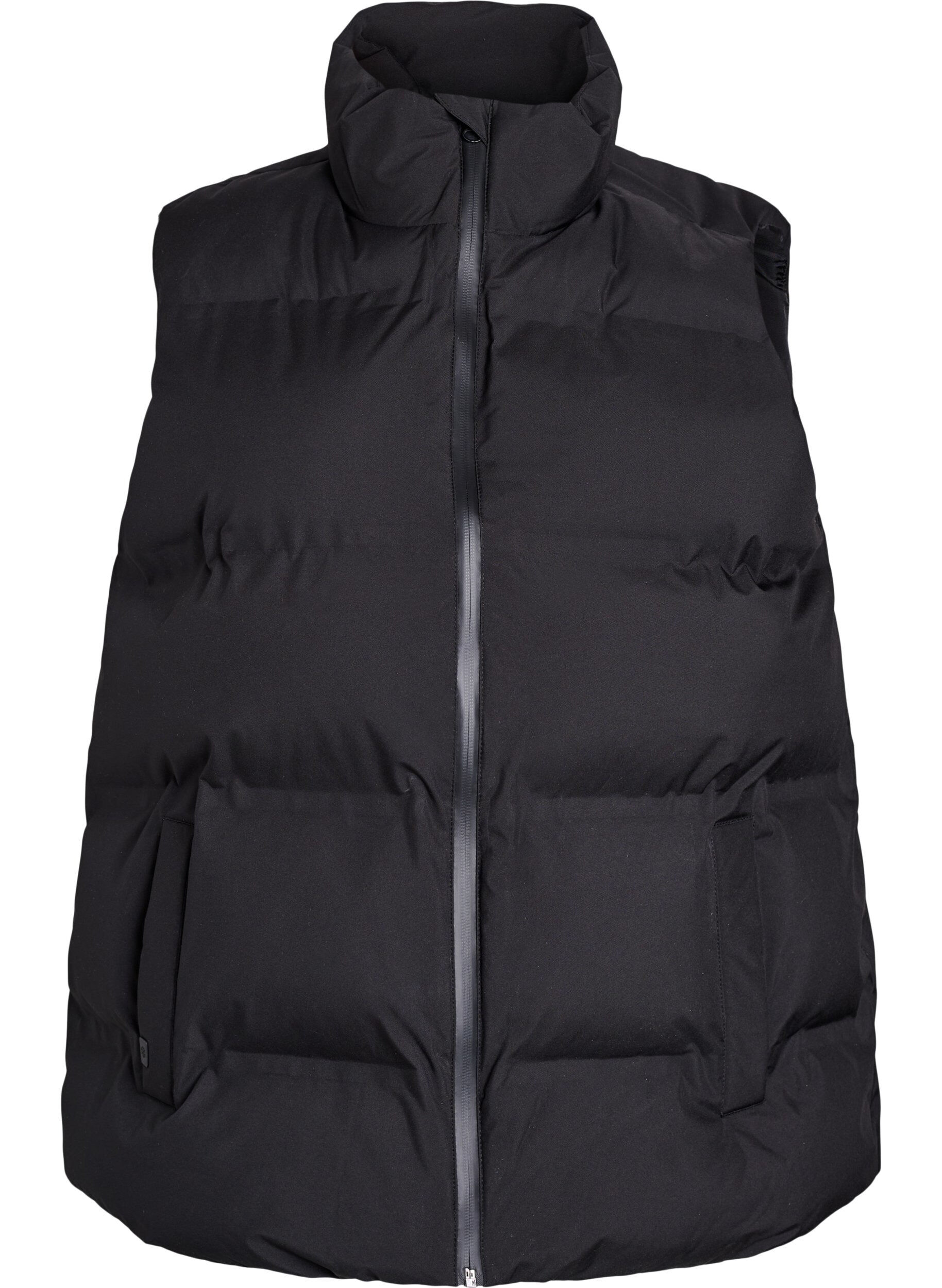Zizzi Korte puffer bodywarmer met hoge kraag, Zwart, Packshot image number 0