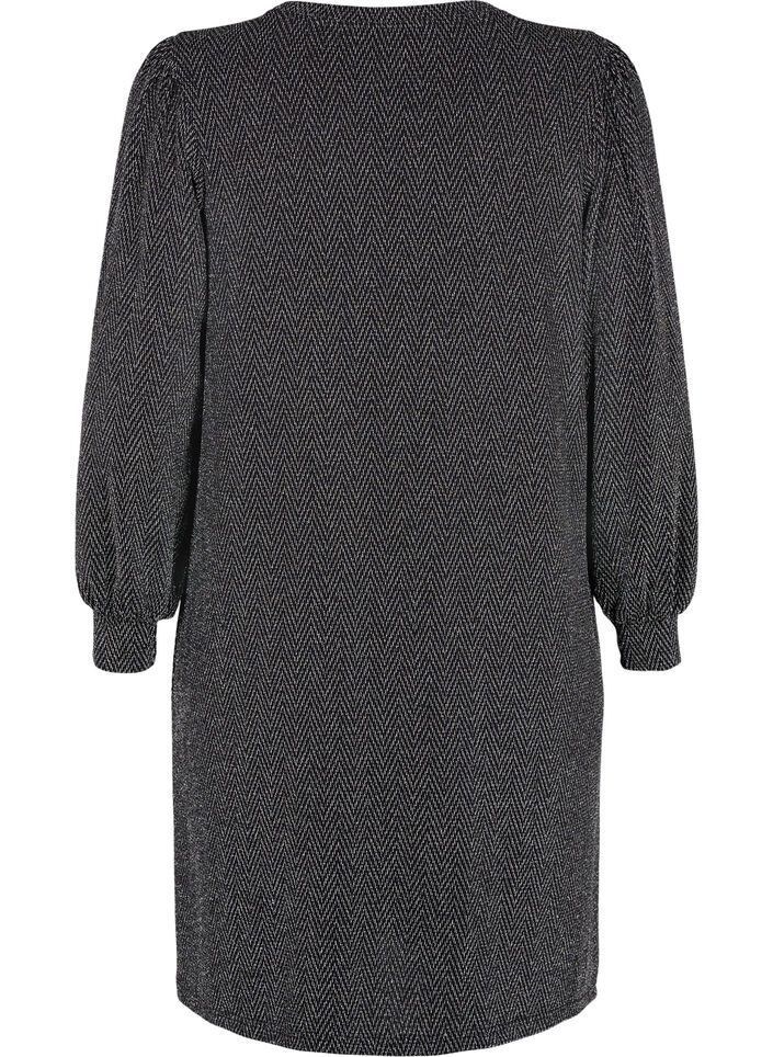 Jurk met zigzagpatroon en glitter, Silver ZigZagShimmer, Packshot image number 1