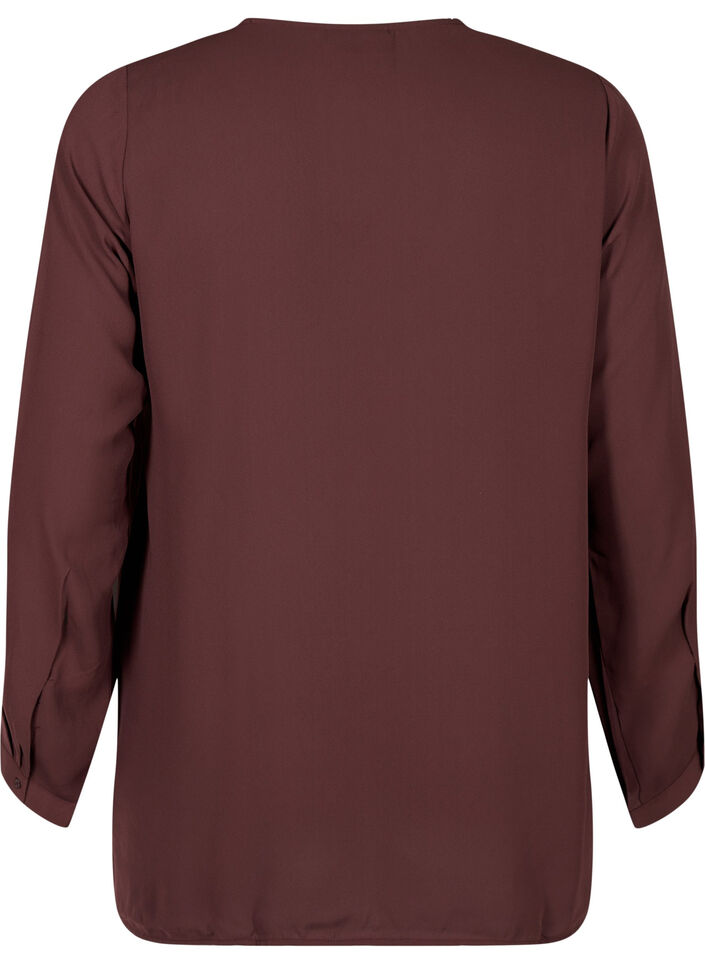 Effen kleur overhemd met v-hals, Fudge, Packshot image number 1