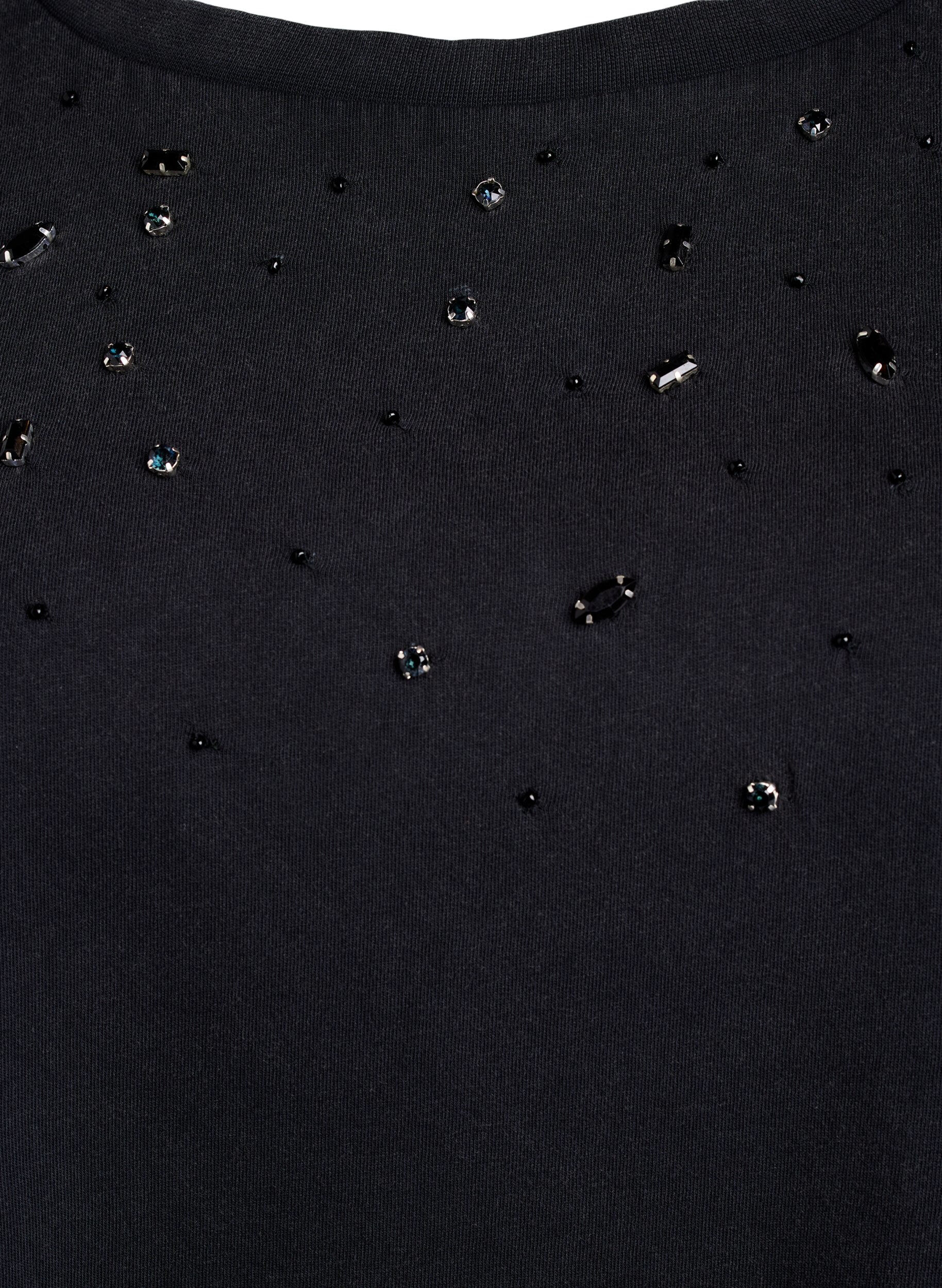 Zizzi Boxy T-shirt met parels en strass-steentjes, Grijs, Packshot image number 2