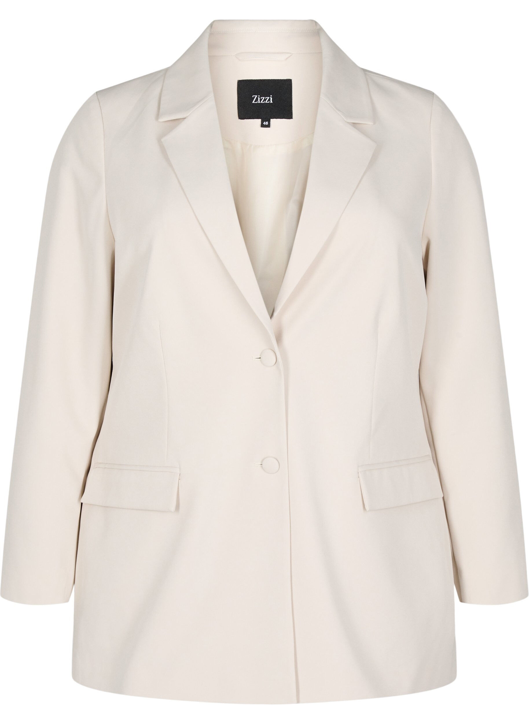 Zizzi Klassieke blazer met knoopsluiting, Beige, Packshot image number 0