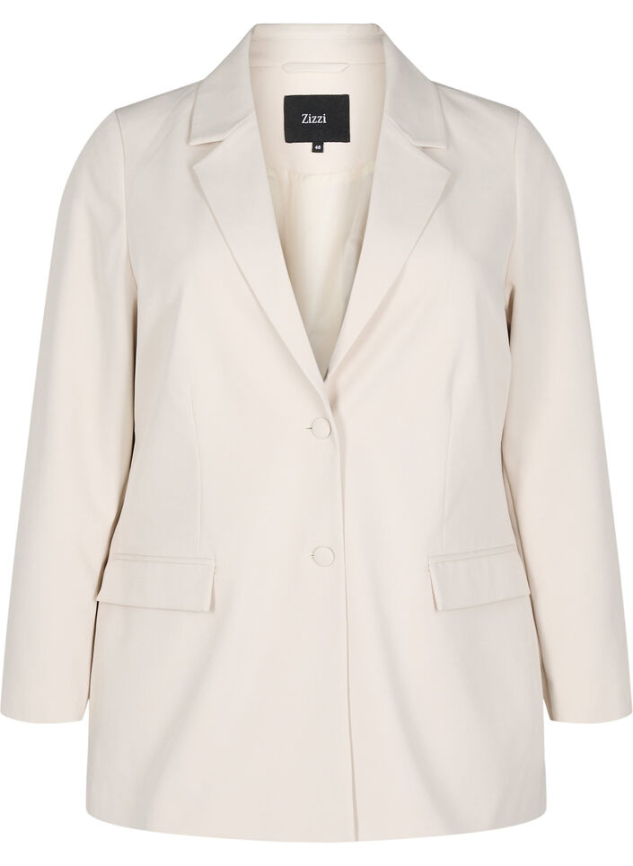 Klassieke blazer met knoopsluiting, Beige, Packshot image number 0