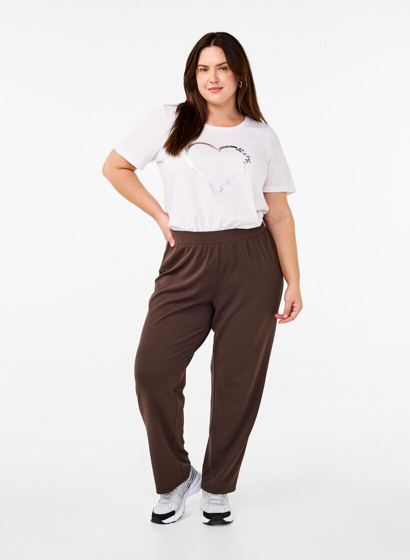 Broek met rechte pasvorm, Bruin, Model image number 0