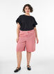 T-shirt van biologisch katoen met ruches mouwen, Zwart, Model image number 1
