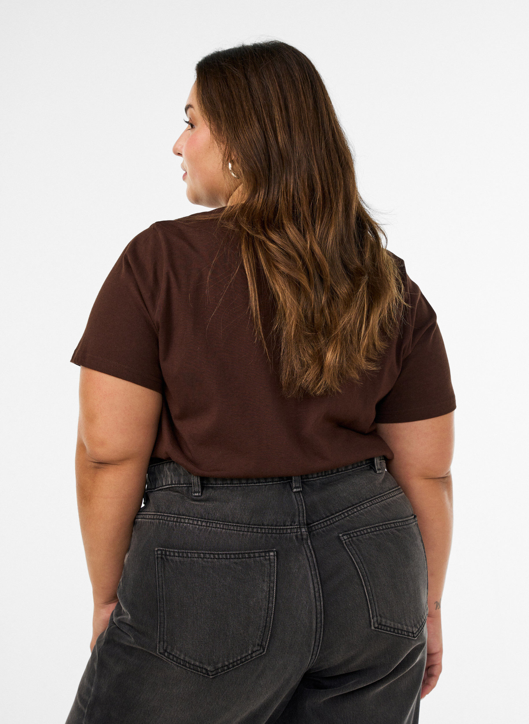 ZizziT-shirt van biologisch katoen met print, Bruin, Model image number 2