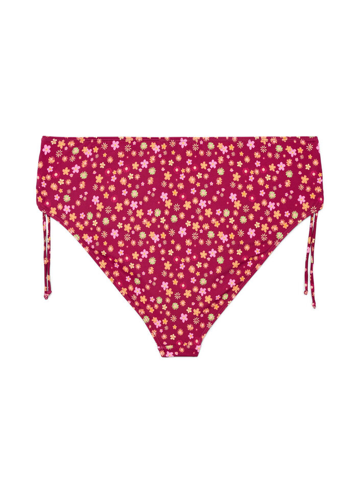 Tai bikini broekje met striksluitingen en bloemenprint, Rood, Packshot image number 1