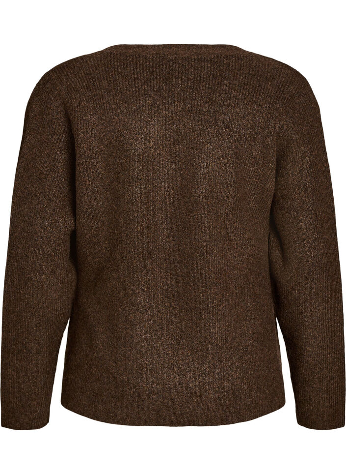 Gebreid vest met asymmetrische sluiting, Bruin, Packshot image number 1