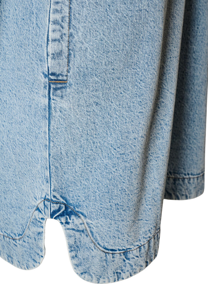 Kortemouwen denim jurk met kraag en knoopsluiting, Blauw, Packshot image number 3