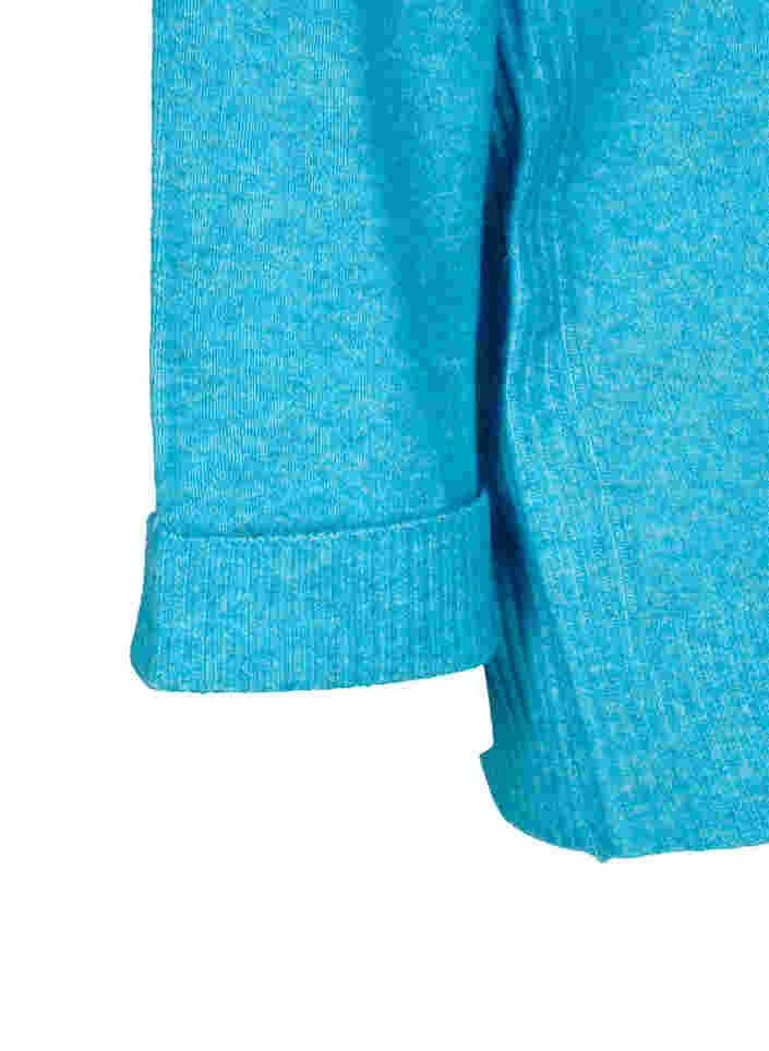 Gebreide blouse met lange mouwen en coltrui, Malibu Blue Mel., Packshot image number 3