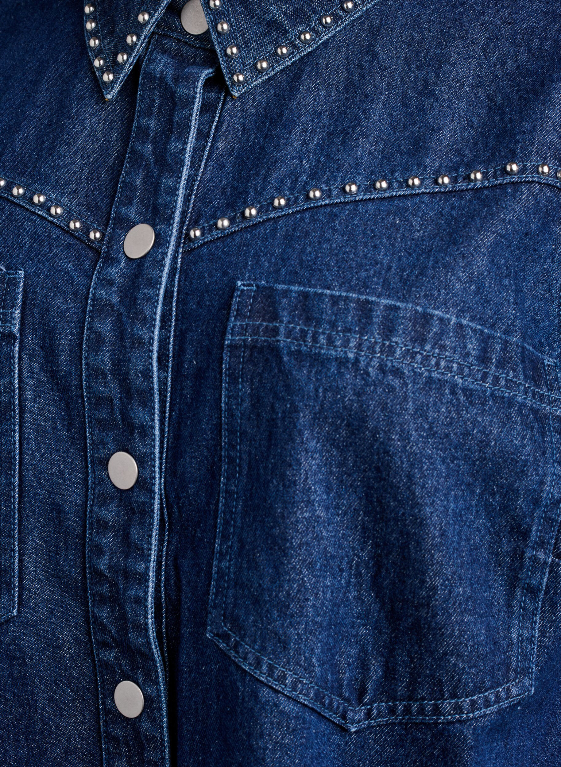 Zizzi Denimshirt met studs, Blauw, Packshot image number 2