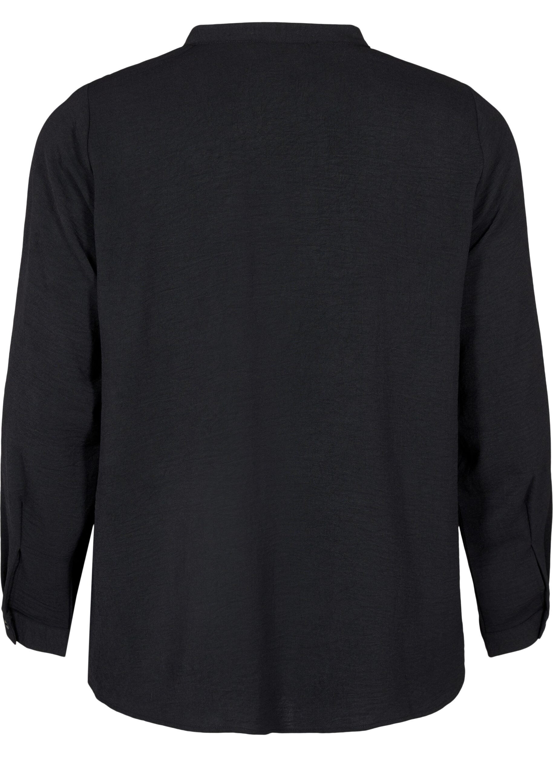 Zizzi Blouse met lange mouwen en V-hals, Black, Packshot image number 1