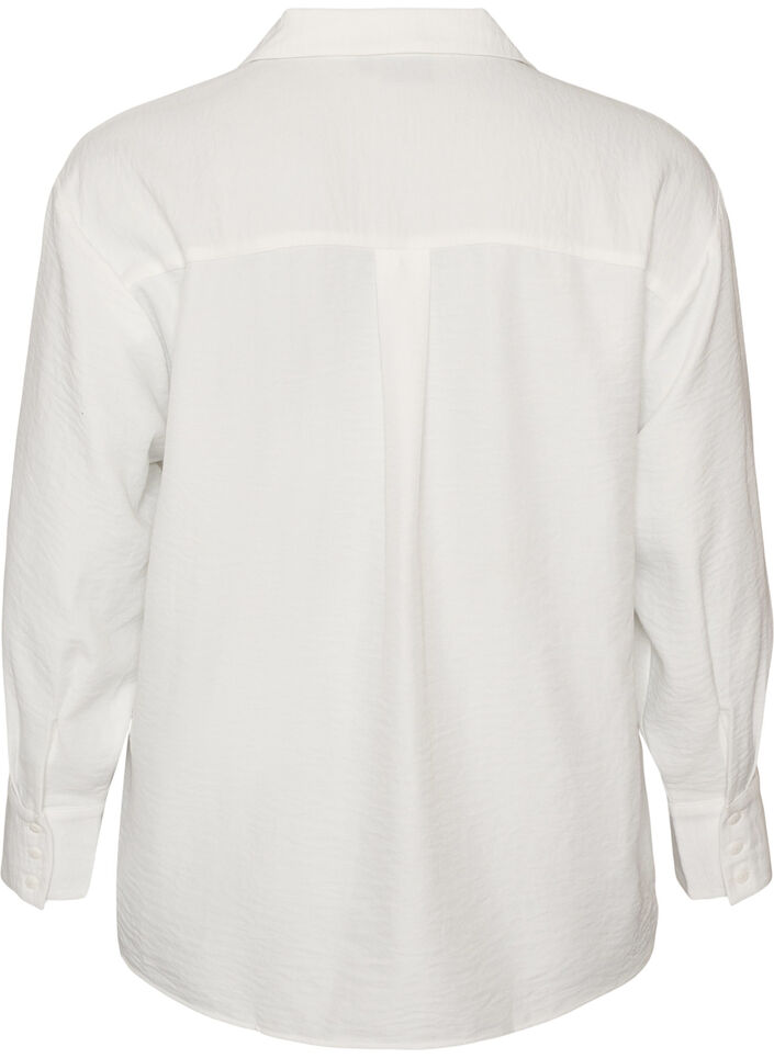 Losse shirt met V-hals, Wit, Packshot image number 1