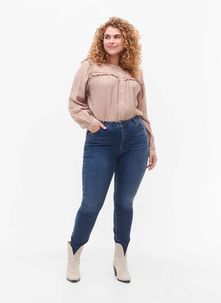 Super slanke Amy jeans met hoge taille, Blue denim, Model image number 0