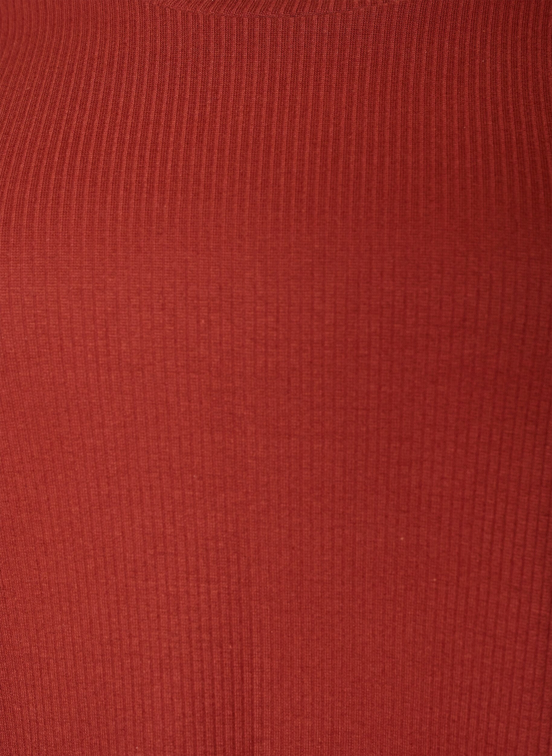 ZizziGeribde jersey blouse met korte mouwen, Rood, Packshot image number 2