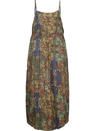 Mouwloze viscose midi-jurk met paisley print, Green Paisley, Packshot image number 1