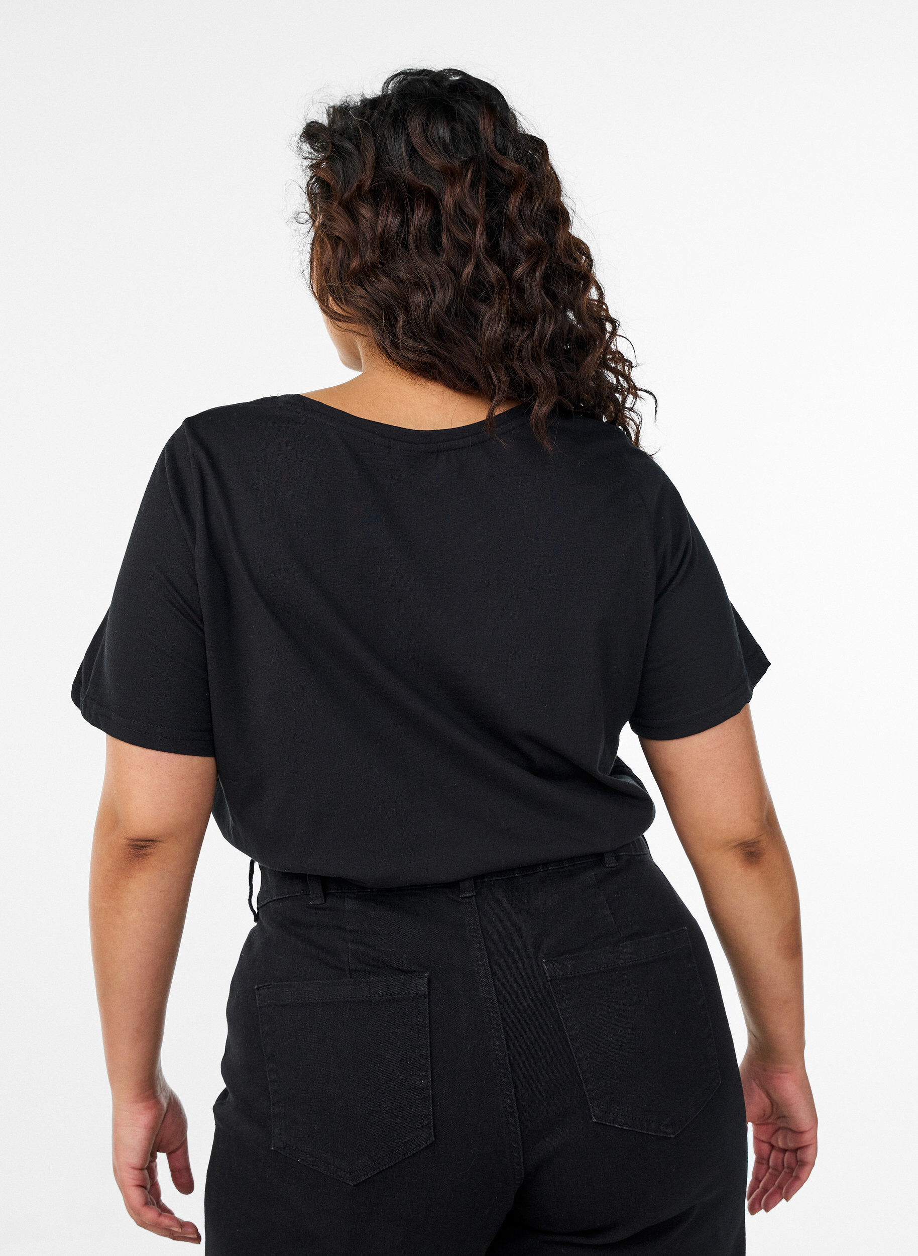 Zizzi T-shirt met print, Zwart, Model image number 2