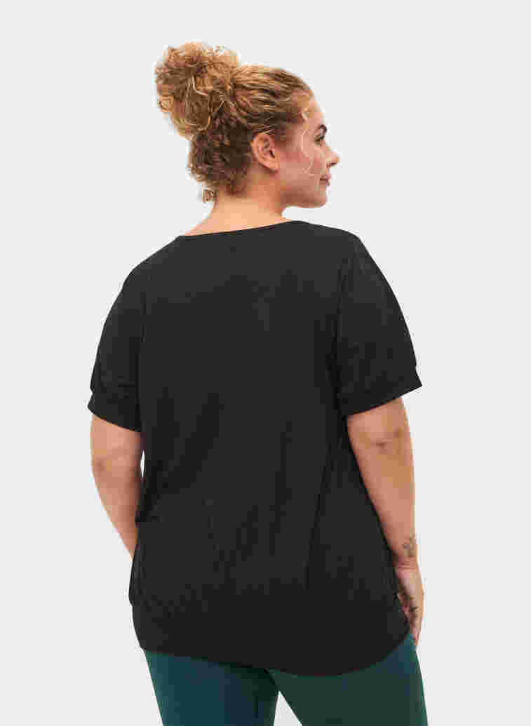 Effen trainings t-shirt met v-hals, Black, Model image number 1