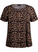 Viscose blouse met korte mouwen en print, Bruin, Packshot image number 0
