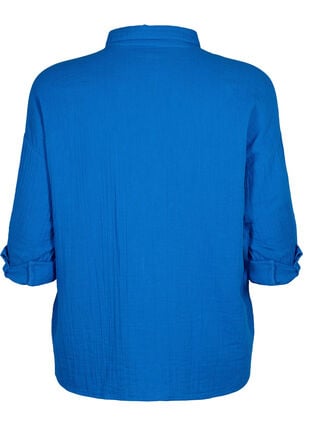 Overhemd met katoenen mousseline kraag, Victoria blue, Packshot image number 1