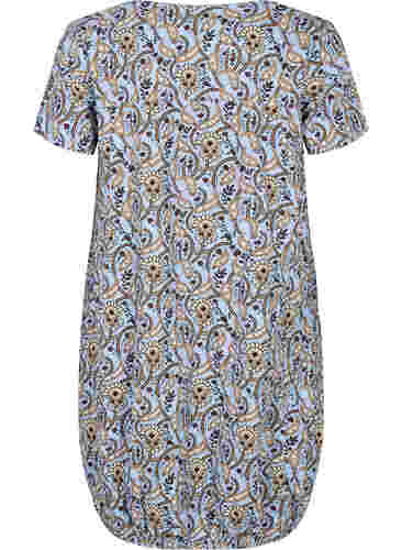 Katoenen jurk met korte mouwen en print, Blue Paisley , Packshot image number 1