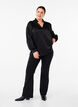 Blouse met lange mouwen, ruches en V-hals, Black, Model image number 2