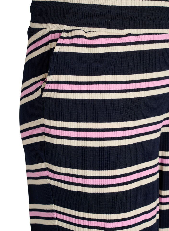 Gestreepte pyjamabroek met wijde pijpen, Blauw, Packshot image number 2