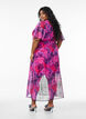 Lange chiffon jurk met bloemenprint en korte mouwen, Rood, Model image number 1