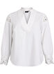 Blouse met V-hals en broderie anglaise details, Wit, Packshot image number 0