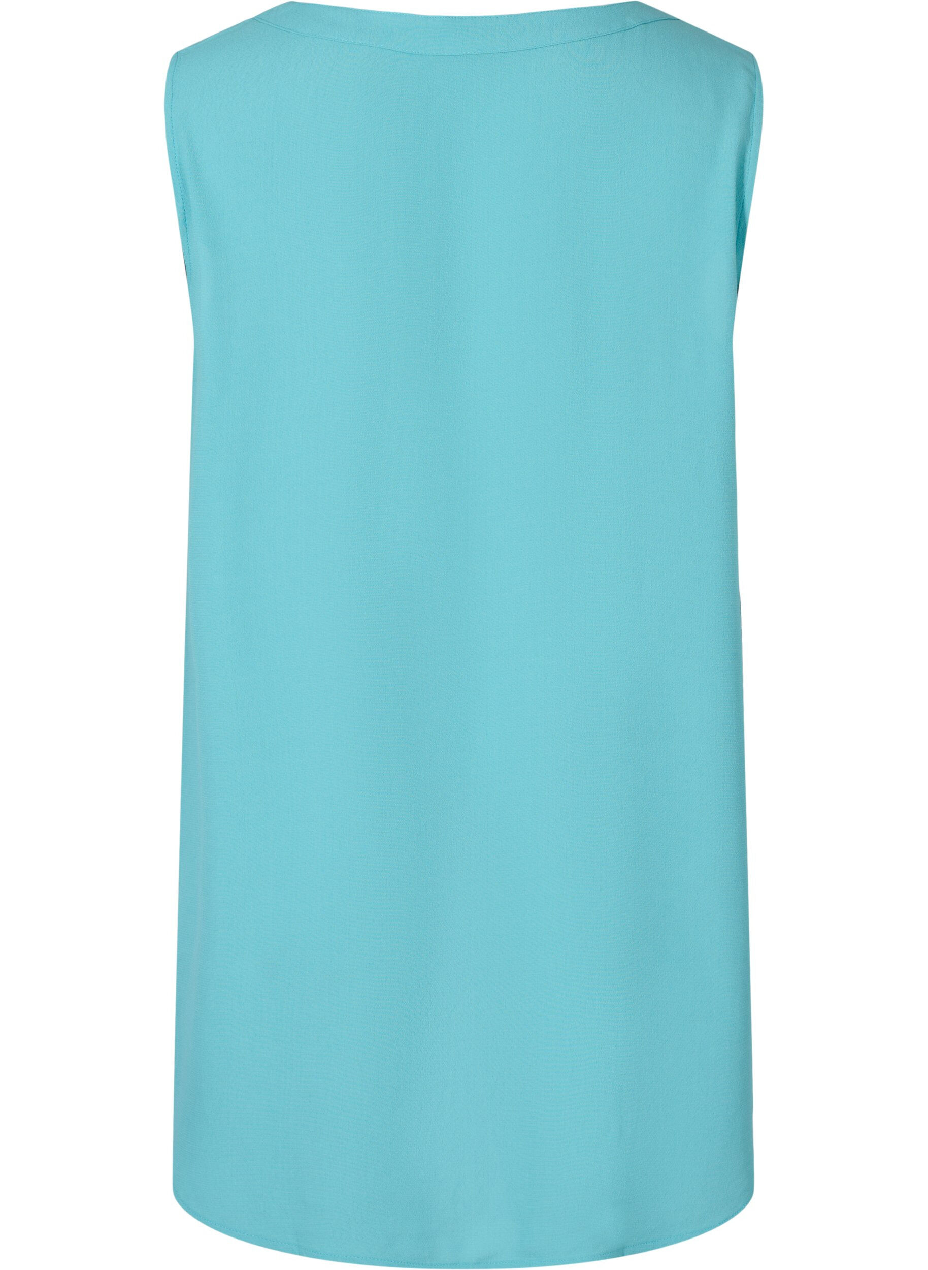 Zizzi Viscose top met  knopen, Aqua Sea, Packshot image number 1
