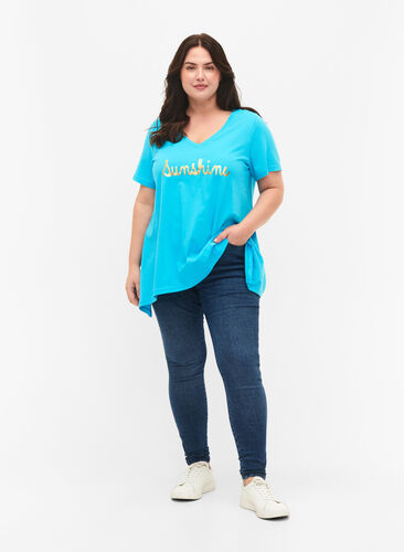 Katoenen t-shirt met korte mouwen, Blue Atoll Sunshine, Model image number 2