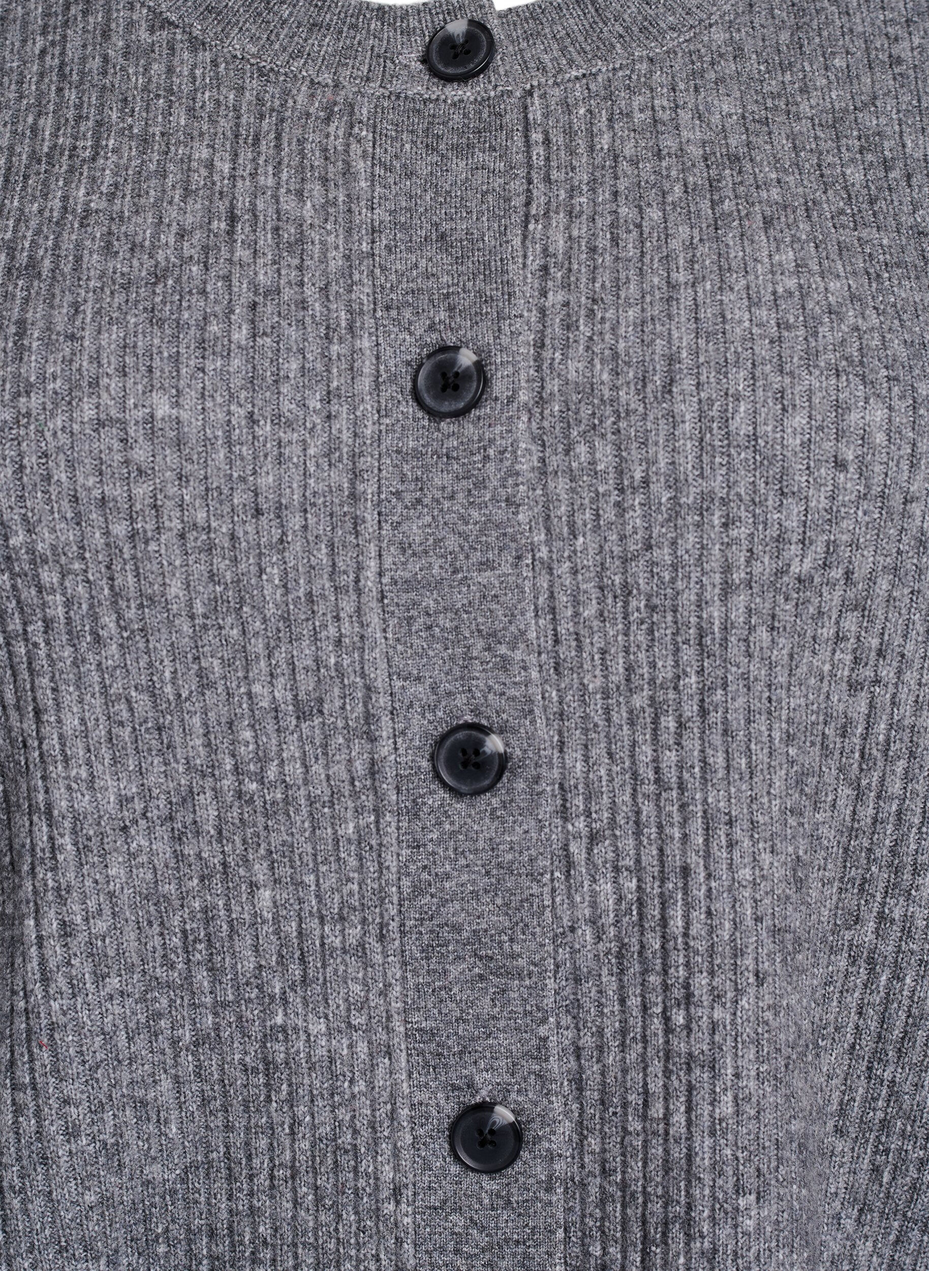 ZizziVest van ribtricot met knopen, Grijs, Packshot image number 2